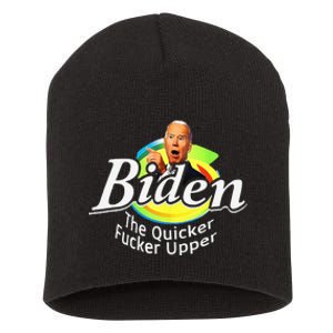 Funny Biden The Quicker Fer Upper Women Men Short Acrylic Beanie