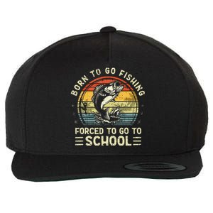 Funny Born To Go Fishing Bass Fish Fisherman Wool Snapback Cap