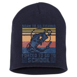 Funny Born To Go Fishing Bass Fish Fisherman Short Acrylic Beanie