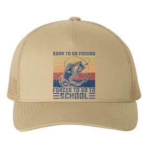 Funny Born To Go Fishing Bass Fish Fisherman Yupoong Adult 5-Panel Trucker Hat