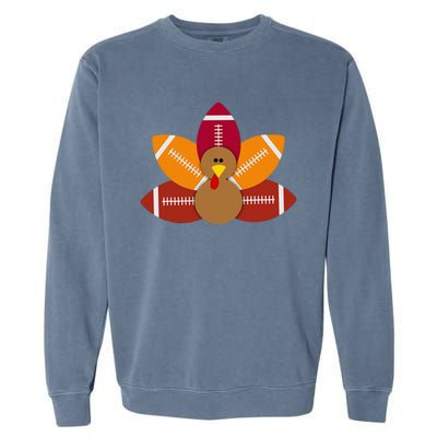 Funny Baby Turkey And Football Balls Sport Lovers Garment-Dyed Sweatshirt