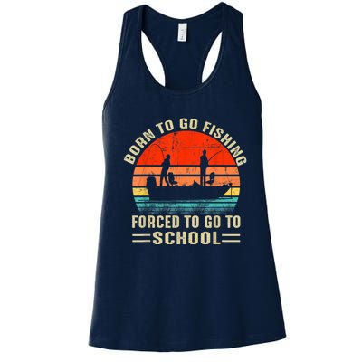 Funny Born To Go Fishing Bass Fish Fisherman Women's Racerback Tank