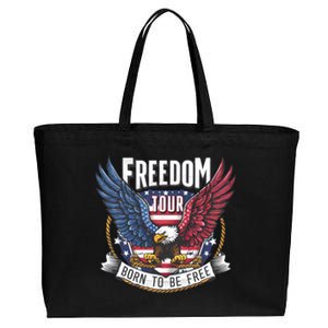 Freedom Born To Be Free Patriotic Eagle 4th Of July Cotton Canvas Jumbo Tote