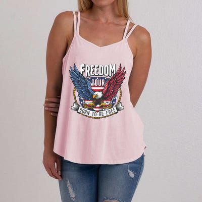 Freedom Born To Be Free Patriotic Eagle 4th Of July Women's Strappy Tank