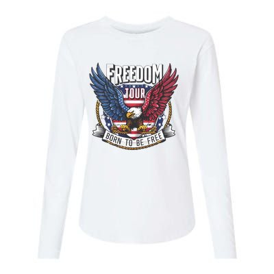 Freedom Born To Be Free Patriotic Eagle 4th Of July Womens Cotton Relaxed Long Sleeve T-Shirt