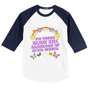 Funny Blow The Bathroom Adult Humor Inappropriate Offensive Baseball Sleeve Shirt