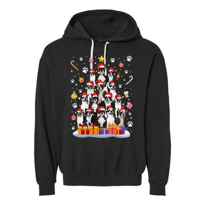 Funny Boston Terrier Dog Ugly Sweater Christmas Tree Xmas Garment-Dyed Fleece Hoodie