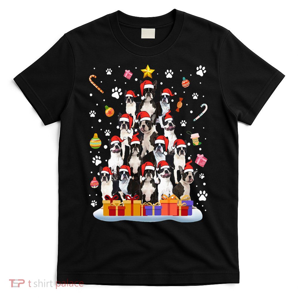 Funny Boston Terrier Dog Ugly Sweater Christmas Tree Xmas T-Shirt