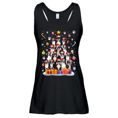 Funny Boston Terrier Dog Ugly Sweater Christmas Tree Xmas Ladies Essential Flowy Tank