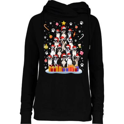 Funny Boston Terrier Dog Ugly Sweater Christmas Tree Xmas Womens Funnel Neck Pullover Hood