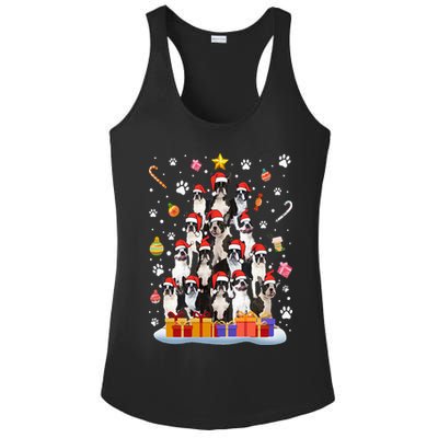 Funny Boston Terrier Dog Ugly Sweater Christmas Tree Xmas Ladies PosiCharge Competitor Racerback Tank