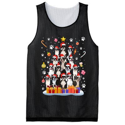 Funny Boston Terrier Dog Ugly Sweater Christmas Tree Xmas Mesh Reversible Basketball Jersey Tank