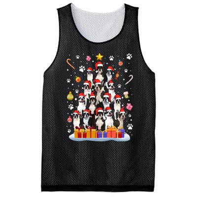 Funny Boston Terrier Dog Ugly Sweater Christmas Tree Xmas Mesh Reversible Basketball Jersey Tank