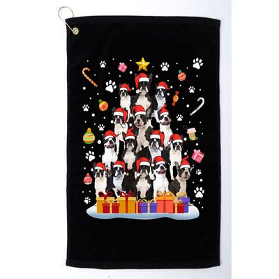 Funny Boston Terrier Dog Ugly Sweater Christmas Tree Xmas Golf Towel