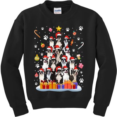 Funny Boston Terrier Dog Ugly Sweater Christmas Tree Xmas Kids Sweatshirt