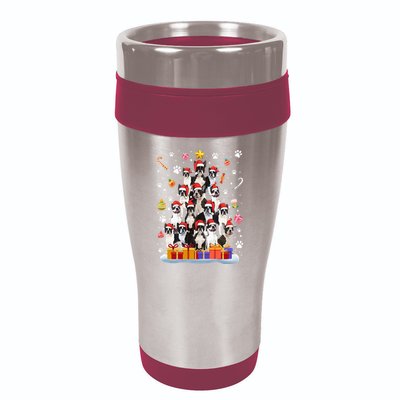 Funny Boston Terrier Dog Ugly Sweater Christmas Tree Xmas 16oz Travel Tumbler