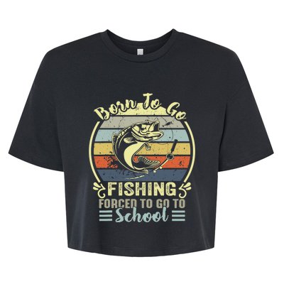 Funny Born To Go Fishing Bass Fish Fisherman Bella+Canvas Jersey Crop Tee