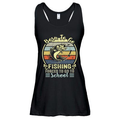 Funny Born To Go Fishing Bass Fish Fisherman Ladies Essential Flowy Tank