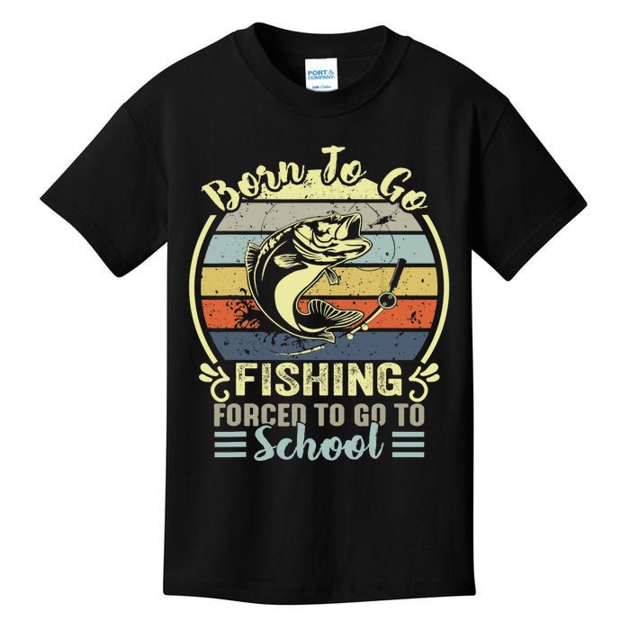 Funny Born To Go Fishing Bass Fish Fisherman Kids T-Shirt