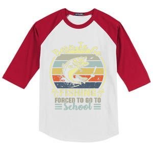 Funny Born To Go Fishing Bass Fish Fisherman Kids Colorblock Raglan Jersey