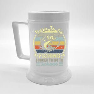 Funny Born To Go Fishing Bass Fish Fisherman Beer Stein