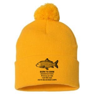 Funny Born To Swim Ocean Is A Fuk Kill Em All 1989 Pom Pom 12in Knit Beanie