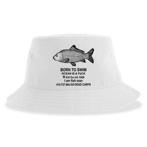 Funny Born To Swim Ocean Is A Fuk Kill Em All 1989 Sustainable Bucket Hat