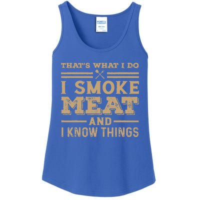 Funny BBQ Thats What I Do I Smoke Meat And I Know Things Ladies Essential Tank