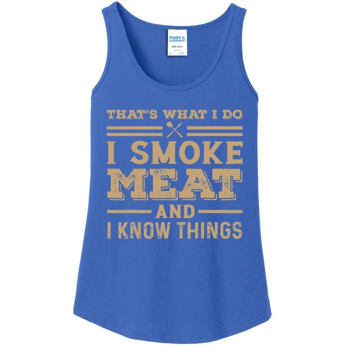 Funny BBQ Thats What I Do I Smoke Meat And I Know Things Ladies Essential Tank