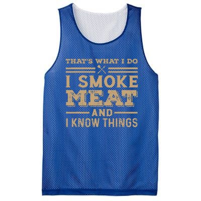 Funny BBQ Thats What I Do I Smoke Meat And I Know Things Mesh Reversible Basketball Jersey Tank