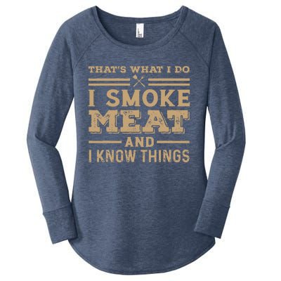 Funny BBQ Thats What I Do I Smoke Meat And I Know Things Women's Perfect Tri Tunic Long Sleeve Shirt