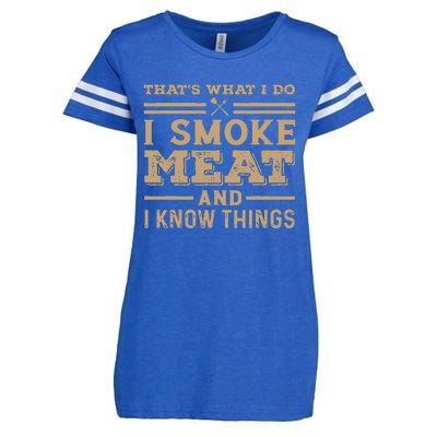 Funny BBQ Thats What I Do I Smoke Meat And I Know Things Enza Ladies Jersey Football T-Shirt