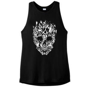 Funny Boston Terrier Skull Dog Skeleton Halloween Ladies PosiCharge Tri-Blend Wicking Tank