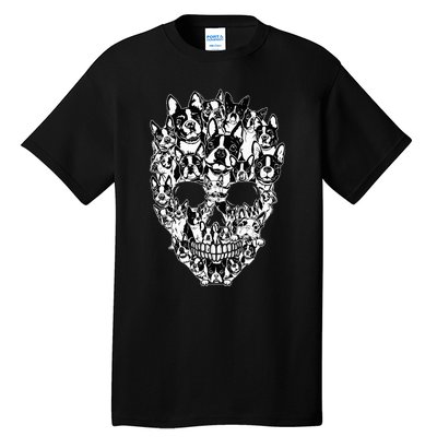 Funny Boston Terrier Skull Dog Skeleton Halloween Tall T-Shirt