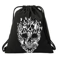 Funny Boston Terrier Skull Dog Skeleton Halloween Drawstring Bag