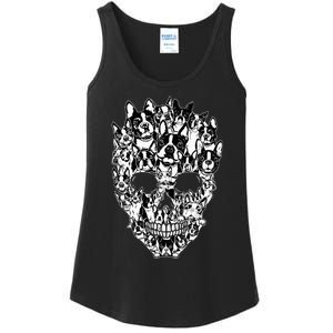 Funny Boston Terrier Skull Dog Skeleton Halloween Ladies Essential Tank