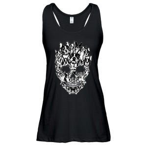 Funny Boston Terrier Skull Dog Skeleton Halloween Ladies Essential Flowy Tank