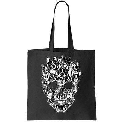 Funny Boston Terrier Skull Dog Skeleton Halloween Tote Bag