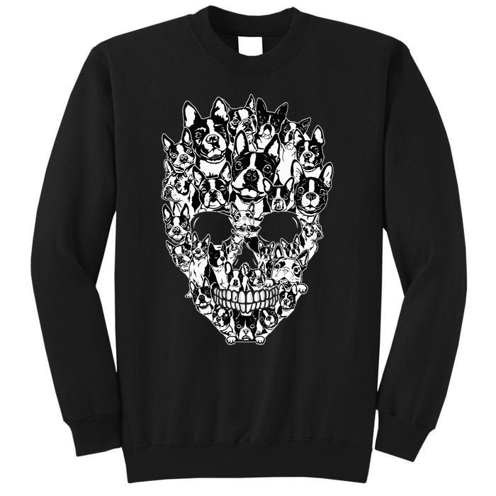 Funny Boston Terrier Skull Dog Skeleton Halloween Tall Sweatshirt