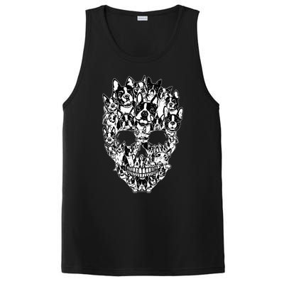 Funny Boston Terrier Skull Dog Skeleton Halloween PosiCharge Competitor Tank