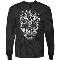 Funny Boston Terrier Skull Dog Skeleton Halloween Tie-Dye Long Sleeve Shirt