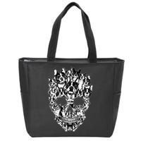 Funny Boston Terrier Skull Dog Skeleton Halloween Zip Tote Bag