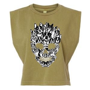 Funny Boston Terrier Skull Dog Skeleton Halloween Garment-Dyed Women's Muscle Tee