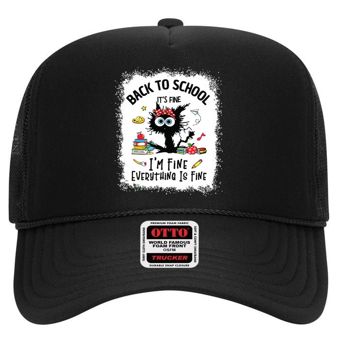 Funny Back To School Teacher Happy First Day Of School High Crown Mesh Back Trucker Hat