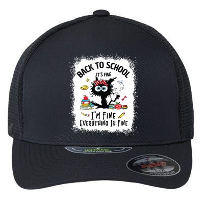 Funny Back To School Teacher Happy First Day Of School Flexfit Unipanel Trucker Cap