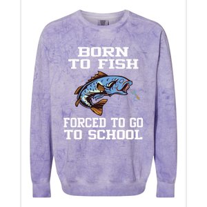 Funny Born To Fish Forced To Go To School Fishing Boys Girls Cute Gift Colorblast Crewneck Sweatshirt