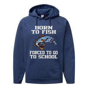 Funny Born To Fish Forced To Go To School Fishing Boys Girls Cute Gift Performance Fleece Hoodie