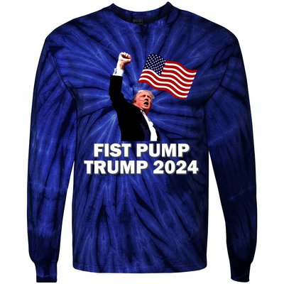 Fist Bump Trump 2024 Tie-Dye Long Sleeve Shirt