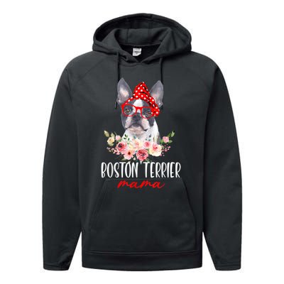 Funny Boston Terrier Mom Dog Lovers Mothers Day Gifts Performance Fleece Hoodie