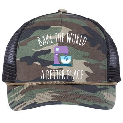 Funny Baking T Bake The World A Better Place Pun Gift Retro Rope Trucker Hat Cap